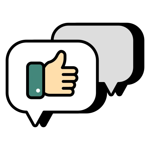 Icon of a hand holding a phone with a chat bubble symbolizing customer response.